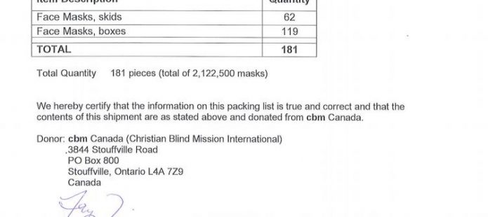 Ministria e Uran Ismailit kishte refuzuar donacionin me 1 milion maska nga Kanadaja
