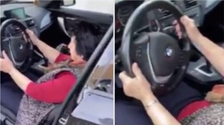 Gjyshja kosovare bëhet hit në internet, hip në BMW luksoze dhe i jep gaz