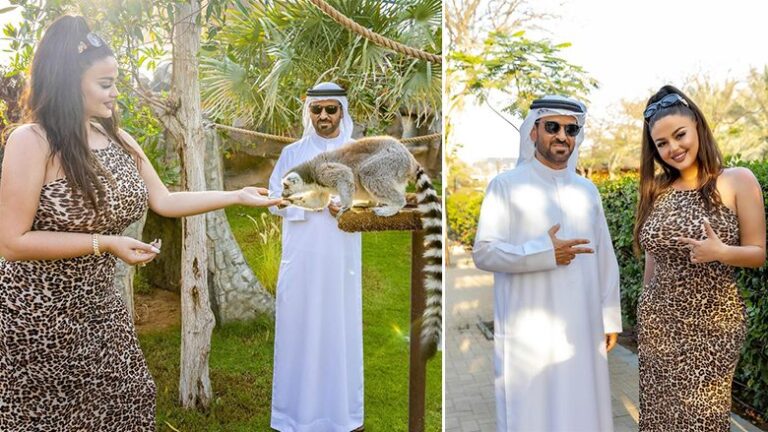 Enca në Dubai takohet me sheikun e famshëm Saif Ahmad Belhasa, e falënderon për mikpritjen në kopshtin e tij zoologjik