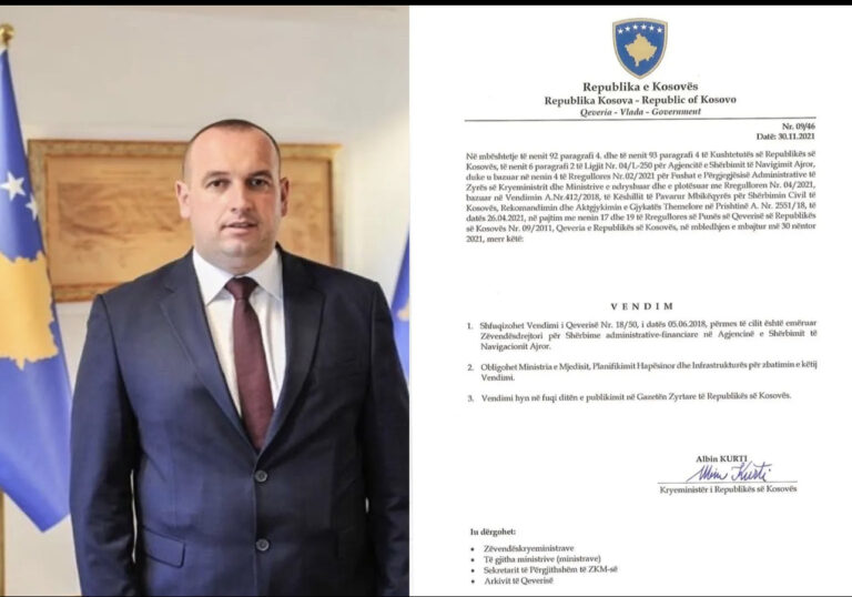 Qeveria Kurti e shkarkon Zv. Drejtorin e ASHNA-së, i emëruar gjatë kohës së Qeverisë Haradinaj