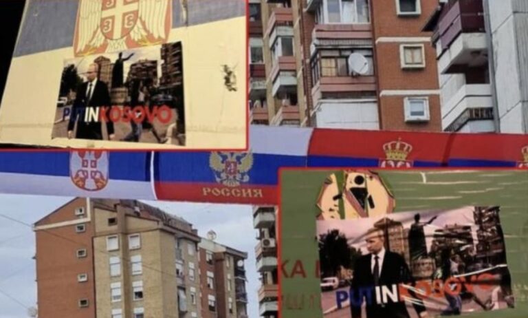 Në Mitrovicë shfaqen posterët ‘Putini në Kosovë’