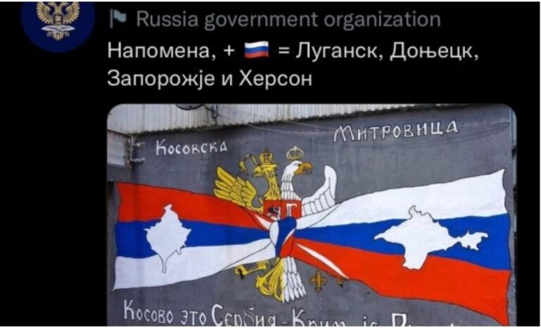 Ambasada ruse në RMV shpërndan postimin me mbishkrimin: “Kosova është Serbi, Krimea është Rusi”